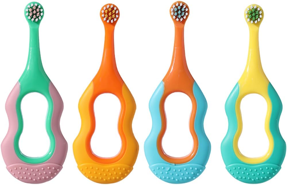 Baby Toothbrush,Lovely Calabash Handle Design Soft Bristles Infant to Toddler Toothbrush,Small Head for 0-3 Years, Teething Relief,4 Pack