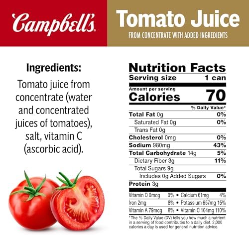 Campbell's 100% Tomato Juice, 11.5 fl oz Can (24 Pack)