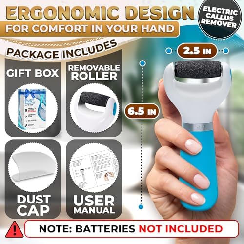Electric Foot Callus Remover Tool | Batteries Not Included – High-Speed Foot Grinder with Easy-to-Replace Roller – On-the-Go Electric Callus Remover for Feet | Pedicure Tools for Feet Smoothing