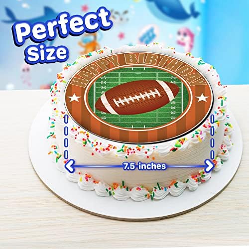 7.5 Inch American Football Cake Topper – Round Edible Birthday Cake Decorations, Happy Birthday Cake