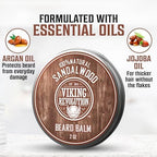 Viking Revolution Sandalwood Beard Balm - Beard Butter with Argan Oil, Beard Softener for Men with Jojoba Oil - Beard Moisturizer for Men with Beeswax - Beard Wax for Men (2oz, 1 Pack)