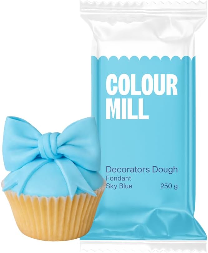 Colour Mill Decorators Dough Edible Cake Covering | Easy-to-Roll, Easy-to-Drape Fondant | Vanilla-Flavored Sugarpaste - 8.8 Ounce Sky Blue