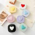 Love Heart Contact Lens Cases, Travel Portable Contact Lens Container Box With Mirror,Cute Eyes Care Eyewear Kits Organizer (Yellow)