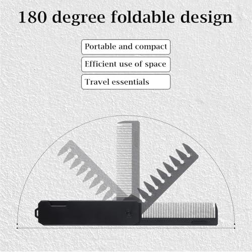 Folding Hair Comb for Men, Fine Tooth & Wide Tooth Comb, Double-Sided Pocket Comb for Hair, Portable Folding Pocket Combs for Men for Travel Grooming Beards and Mustaches