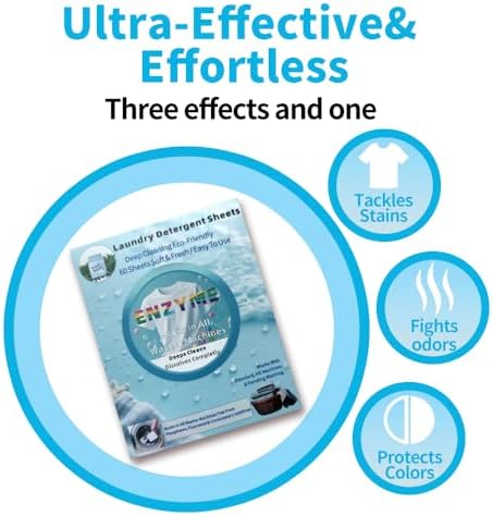 Eco-Friendly Laundry Detergent Sheets - 60 Loads Eco Liquidless Soap - Travel-Friendly for Hot & Cold Cycles, Tackles Tough Stains & Odors - Gentle on Sensitive Skin-Easy To Use (Fresh Scent)