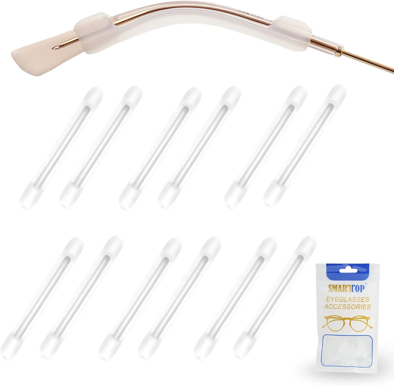Silicone Eyeglasses Temple Tips Sleeve Retainer, Anti-Slip Elastic Glasses Ear Grip Comfort Eyeglasses Retainers Behind The Ears for Reading Glasses Sunglasses