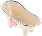 Amosfun Bathtub Shaped Soap Dish with Drainage Mini Soap Holder Decorative Storage Tray for Bathroom Countertop 5.51 X 3.07 X 2.87 Inches