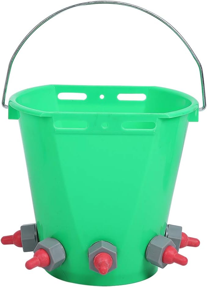 Sales Livestock Milk Feed Lamb Milk Feed Bucket, HLMP69 5 Types Green Plastic Antileakage with Scale Calf for Cattle Lamb Livestock(Five Mouths)