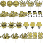24 PCS Happy New Year Cupcake Toppers, Glitter 2026 Cupcake Picks Balloon Fireworks Clock Hello 2026,for Cheers to 2026 New Year Theme Party Decorations,Christmas,New Years Eve Party Decoration