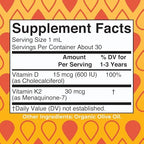 MaryRuth Organics Vitamin D3 | Vitamin K2 | Vitamin D3 K2 Drops | K2 D3 Vitamin Liquid Supplement for Toddlers | Kids Supplement for Calcium Absorption Strong Bones | Vegan | Gluten Free | 1 Fl Oz