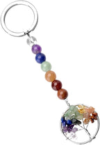 PESOENTH Cute Life Tree 7 Chakra Crystal Gemstone Beaded Keychain Healing Stones Key chain for Women Key Chain For Car Keys Purse Charms Handbag Backpack Accessories