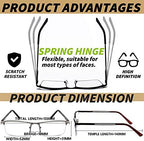 JJWELL 3 Pack Mens Reading Glasses Blue Light Blocking, Metal Rectangle Semi Rimless Readers for Men, Anti Eyestrain/Computer Glare/UV, Half Frame Spring Hinge Eyeglasses with Pouches(2.00)