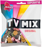 Malaco Tv Mix - Original - Swedish - Salmiak - Licorice & Fruity - Wine Gums - Assorted - Candies - Sweets - Party Bag 325g