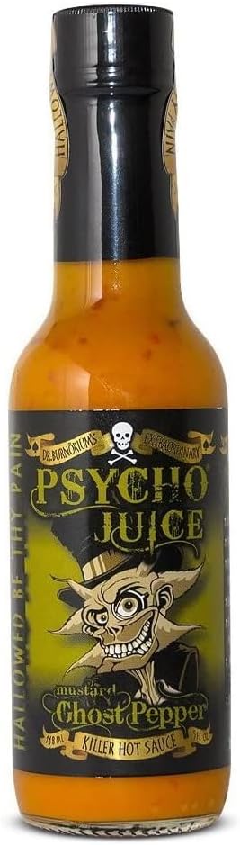 Psycho Juice Hot Chili Sauce Mustard Ghost Pepper