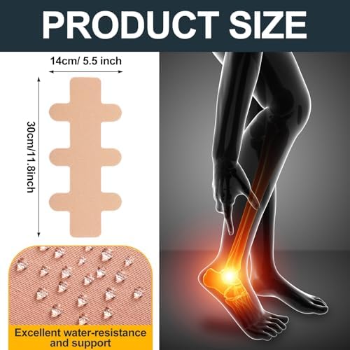 Aurelema 30 Pcs Achilles Tendonitis Kinesiology Tape Precut Achilles Tendon Ankle Tape Latex Free for Sprained Ankle Relief Muscle Support Foot Pain Athletic Sport(Nude)