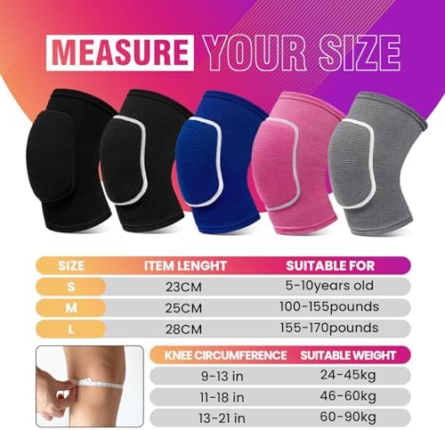 Volleyball Knee Pads,Knee Pads for Women,Men,Kids,Girls,Knee Brace for Basketball Volleyball Football Dance Yoga Tennis Running Cycling Workout Climbing (Blue, Medium)