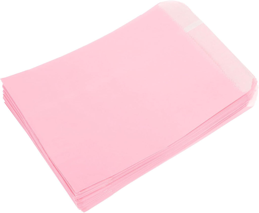 BESTonZON 100pcs Pink Kraft Paper Treat Bags for Pastry and Candy Storage, Greaseproof Snack Bags for ’ Party and Bakery Packaging, 13x18cm