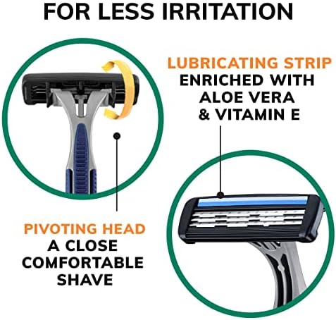 BIC Sensitive 3 Disposable Razors for Men With 3 Blades for Sensitive Skin, 12 Count Value Pack of Shaving Razors