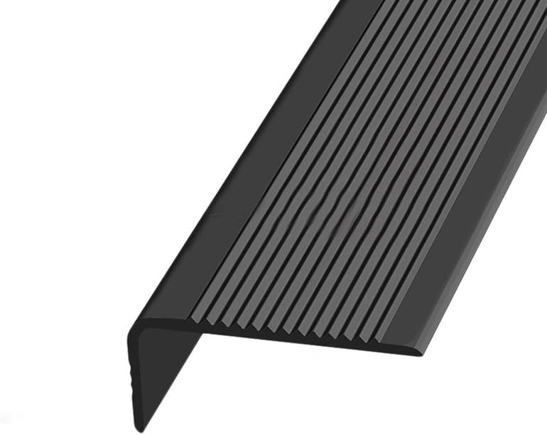 Stair Step Edge Trim, Bullnose Stair Anti Slip Nosing Self-Adhesive Vinyl Edging Strip, for Outdoor Indoor Uses,Black,6 m