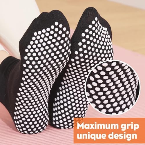 Grip Socks for Women & Men - Non Slip Pilates Yoga Socks with Grippers Hospital Slipper Socks for Barre Elderly
