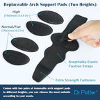 DR. POTTER+ Arch Support Sleeves for Plantar Fasciitis Relief, Adjustable Compression Bands with Removable Arch Support Pads for Fallen Arches, High Arch, Flat Feet, Feet Pain Relief - Black