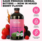 Serene Herbs Soursop Bitters Liquid with Soursop Leaves for Gut Cleanse, Detox & Immune Boost with Black Seed, Moringa, Irish Moss, Ashwaganda, Turmeric, 16 fl oz (16 Fl Oz (Pack of 1), Mixed Berry)