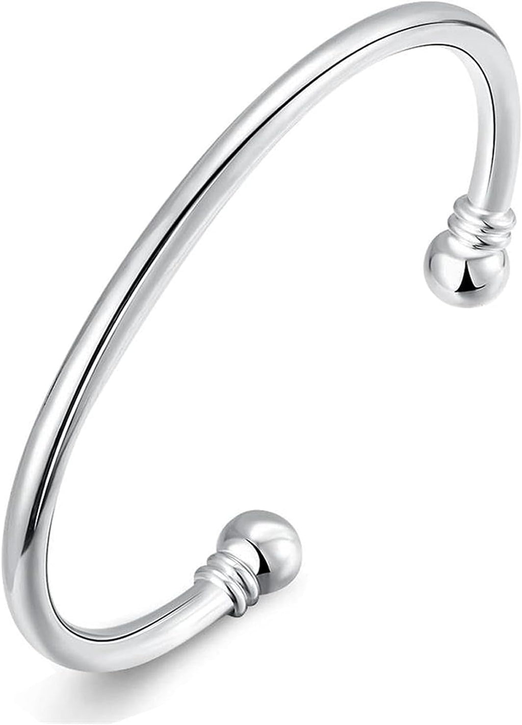 Denchy 925 Silver Bangle Bracelet, Fashion Jewelry Simple Cuff Bangles for Women Mom Wife Valentine Mothers day Gift