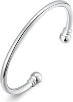 Denchy 925 Silver Bangle Bracelet, Fashion Jewelry Simple Cuff Bangles for Women Mom Wife Valentine Mothers day Gift