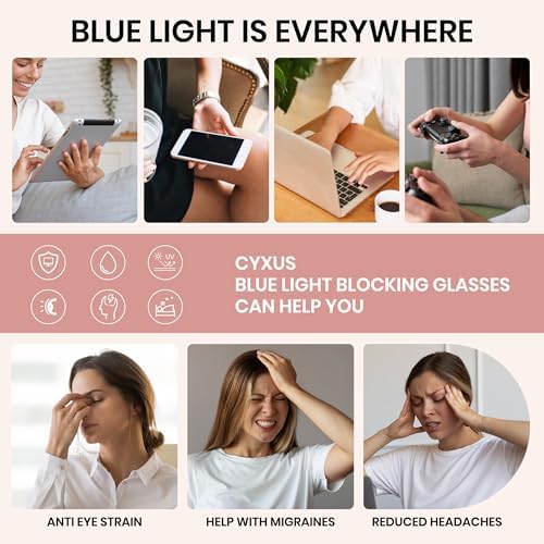 Cyxus Blue Light Glasses for Woman, Stylish Cat Eye Blue Light Blocking Computer Glasses for Working, Laptop and Screen Use