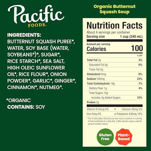 Pacific Foods Organic Butternut Squash Soup, 32 oz Carton