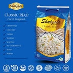 Shahzada Classic White Rice 10 lbs – Premium Aged, Aromatic & Flavorful Long Grain | Slender, Non-GMO, Quick Cooking, Everyday Rice in Resealable Zip-Lock Bag for Freshness