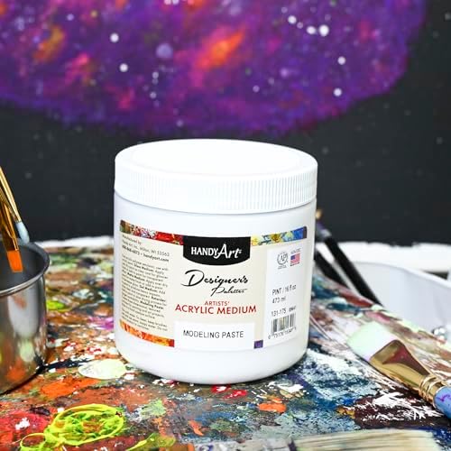 Handy Art Modeling Paste, 16 oz, Opaque White Finish, Creates 3D Sculptural Texture & Impasto Effects, Artist Quality Medium Dries Hard & Sandable, Certified Safe & AP Non-Toxic, Made in USA