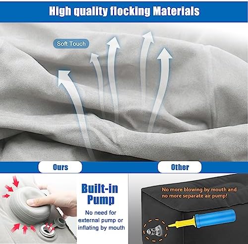 Inflatable Foot Rest for Air Travel,Airplane Travel Foot Rest Adjustable Height,Car/Airplane,Footrest Pillow with Pump for Office,Airplane,Train,Cars,Home