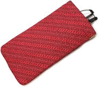 Calabria Squeeze Top Eyeglass Case Soft Faux Leather Red 3 Pack Women Braided Pattern Cute Eye Glasses Holder Sunglass Pouch