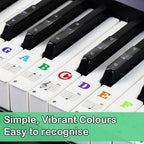 Piano Keyboard Stickers for 88/61/54/49/37 Key, with Piano Sheet Music,Large Letter Piano Key Stickers for Learning, Removable Notes Label for Beginners and Kids,Multicolor