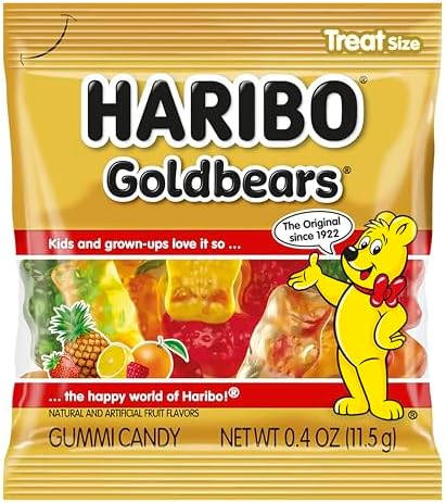 HARIBO Goldbears, Gummi Candy, 22.8 oz Tub (54 Packs) Assorted Flavors