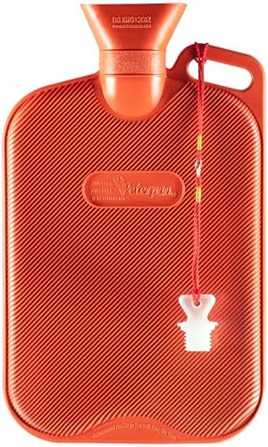 Peterpan Rubber Hot Water Bottle with Knitted Cover, Extra Large & Thick for Pain Relief, 90 Fl Oz Capacity,BPA & Phthalates Free, Handle & 2nd Gen Lanyard Cap, Safe & Comfortable Heat Therapy, Black