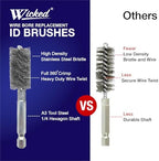 WICKED Professional ID Copper Tube Pipe Cleaner Replacement Brushes (1/2” & 3/4’’ & 1” (Multi-Pack))