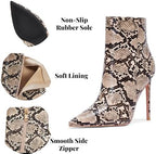 Elisabet Tang Women Heeled Ankle Booties,Sexy Pointed Toe 4 inch Stiletto High Heel Fashion Ankle & Booties with Side Zipper High Heel Boots Dress Evening Party Boots Shoes
