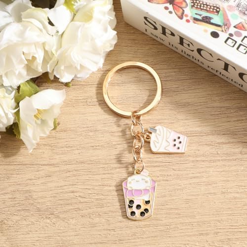 Bubble Tea Keychain for Girls Boba Milk Tea Keychains for Boba Lovers Teen Girl Gift Idea