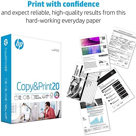 HP Printer Paper | 8.5 x 11 Paper | Copy &Print 20 lb | 1 Ream Case - 500 Sheets| 92 Bright | FSC Certified | 200060