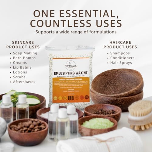 Non-GMO Emulsifying Wax NF Pastilles (6 OZ) 100% Natural Plant Derived | For Lotions, Creams, Soap Making, Hair Products | Cosmetic Grade | Product of USA | 6 OUNCES