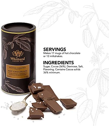 Whittard of Chelsea - Salted Caramel Flavor Hot Chocolate - Milk Chocolate Mix, Vegetarian, Vegan Friendly, Baking Cocoa (350g, 2ct)