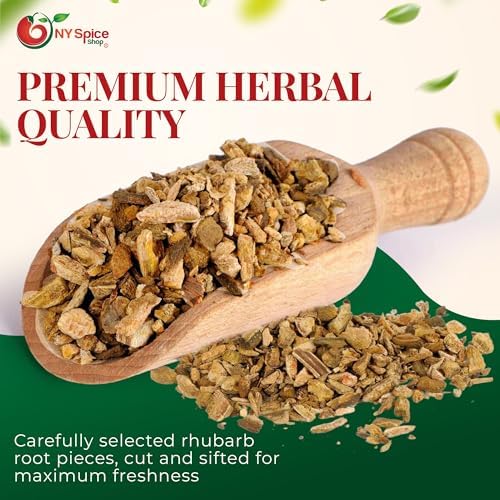 NY Spice Shop Rhubarb Root Cut & Sifted - 4 Ounce Natural Fresh Turkish Rhubarb Root Herb in Resealable Packaging