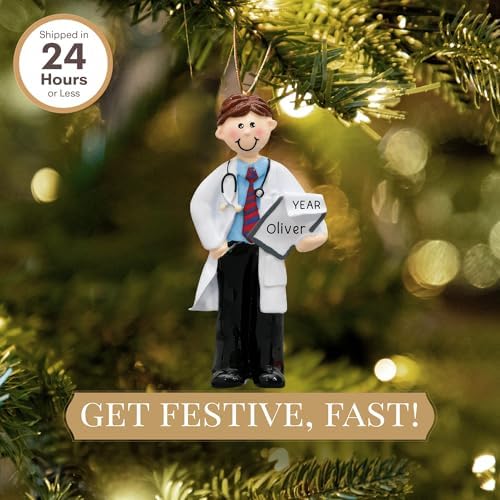Personalized Doctor Ornament 2026 | 24h Customized, Laser Engraved Healthcare Christmas Ornaments for Tree | Custom Man Keepsake Gift for Medical Professionals