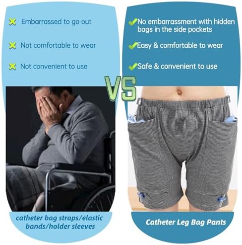 Incontinence Care Trousers, Catheter Underwear for Elderly with Double Pockets, Urinate Drainage Bag Pants for Catheter Nephrostomy Bag for Incontinence and Ostomy Patients (Women, XL)