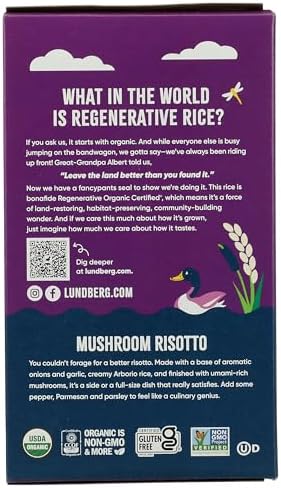Lundberg Family Farms - Traditional Italian Risotto, Porcini Wild Mushroom, Convenient Side Dish, 20 Minute Cook Time, Pantry Staple, Non-GMO, Gluten-Free, USDA Certified Organic (5.9 oz, 1-Pack)