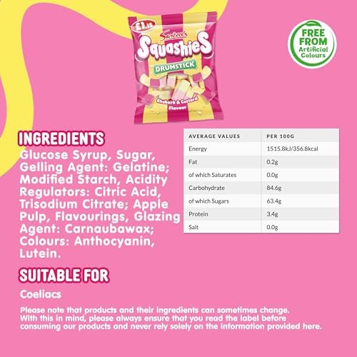 Swizzels Drumstick Squashies Rhubarb & Custard Flavour 120g (Pack of 3)