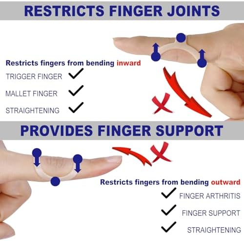 10Pcs Oval Finger Splints & Sleeves Kit, 6 Graduated Trigger Finger Splint & 4 Finger Sleeves for Trigger/Mallet/Arthritis/Straightening, Finger Brace Support for Thumb/Middle/Ring/Index/Pinky(Size 4,5,6,7,8,9)