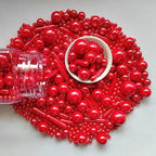 Edible Red Pearl Sugar Sprinkles Candy Mix Size Baking Edible Cake Decorations Cupcake Toppers Cookie Decorating Wedding Party Valentine Halloween Christmas Supplies 100g/3.53oz